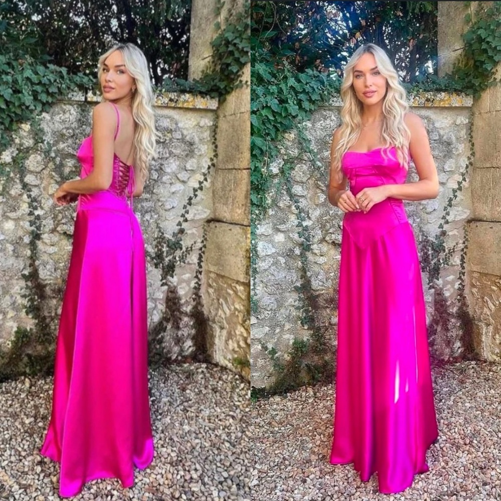 House of CB Annabella fuchsia pink lace up maxi dress size small NEW! With tags!